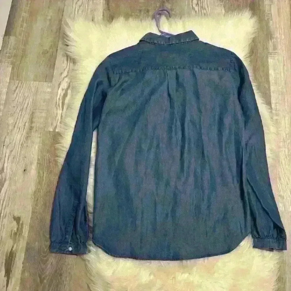 Ann Taylor factory chambray button down tie waist shirt size small - Picture 2 of 7